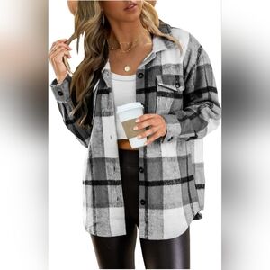 Black & White Plaid Shacket, Size Medium SAME-DAY SHIPPING